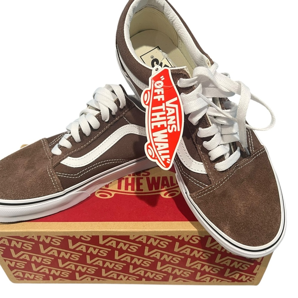 Vans Brown and White Suede Sneakers Men 7.5 / Women 9
